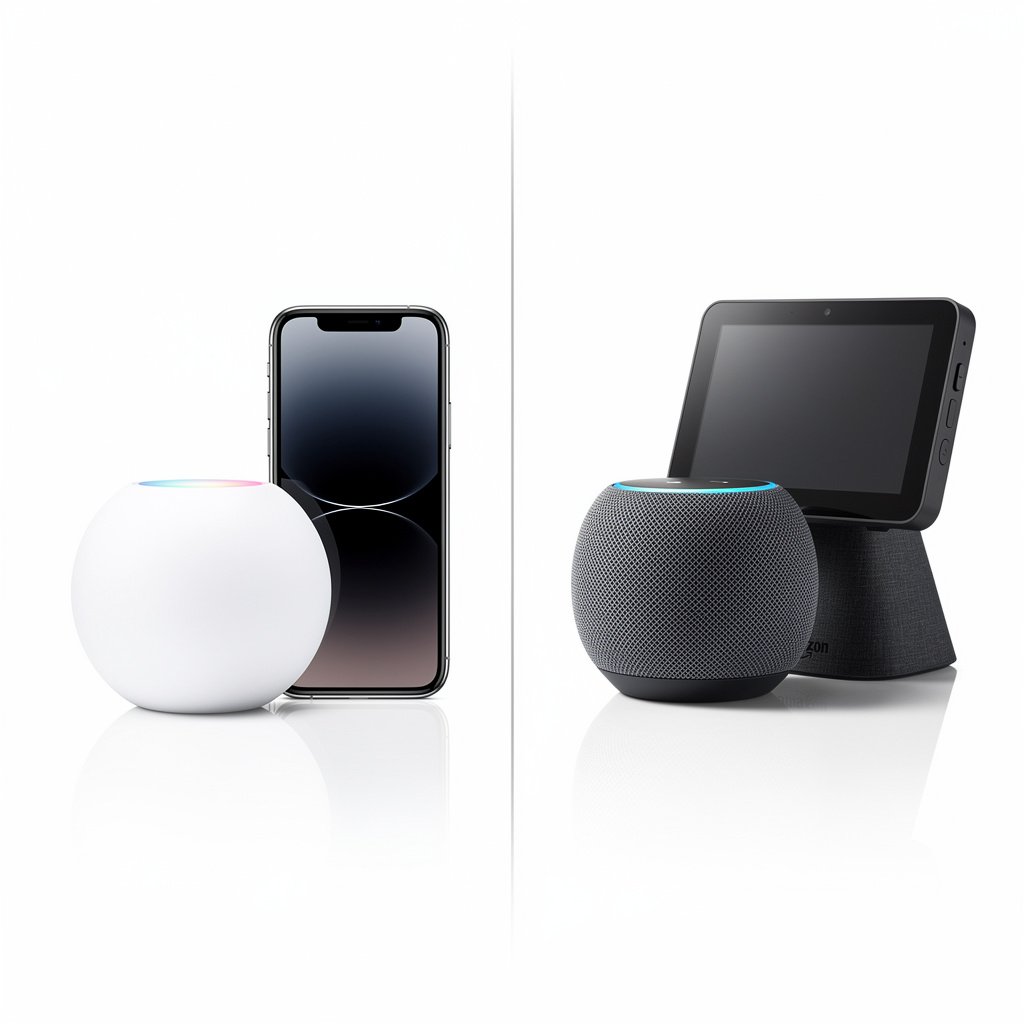 Apple HomeKit HomePod and Amazon Alexa Echo devices side by side comparison