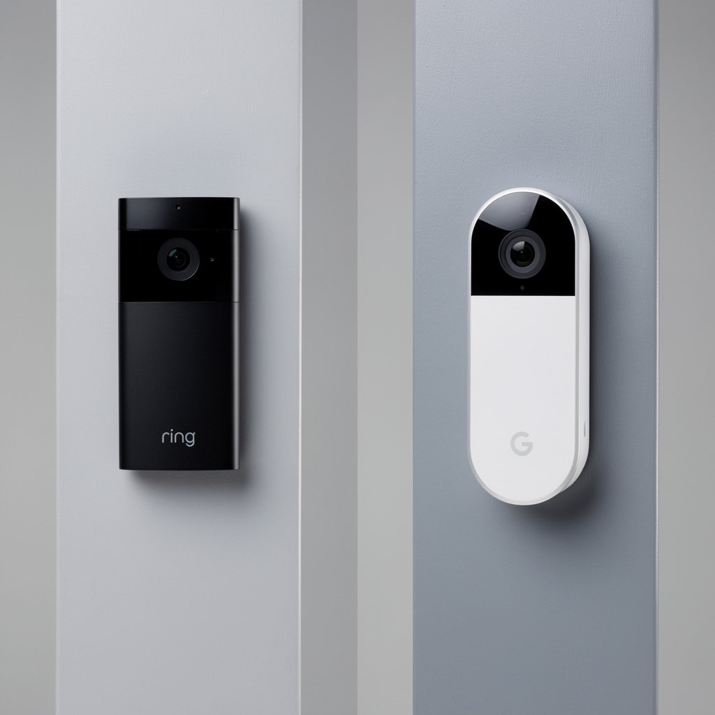Ring Video Doorbell and Google Nest Doorbell side by side comparison