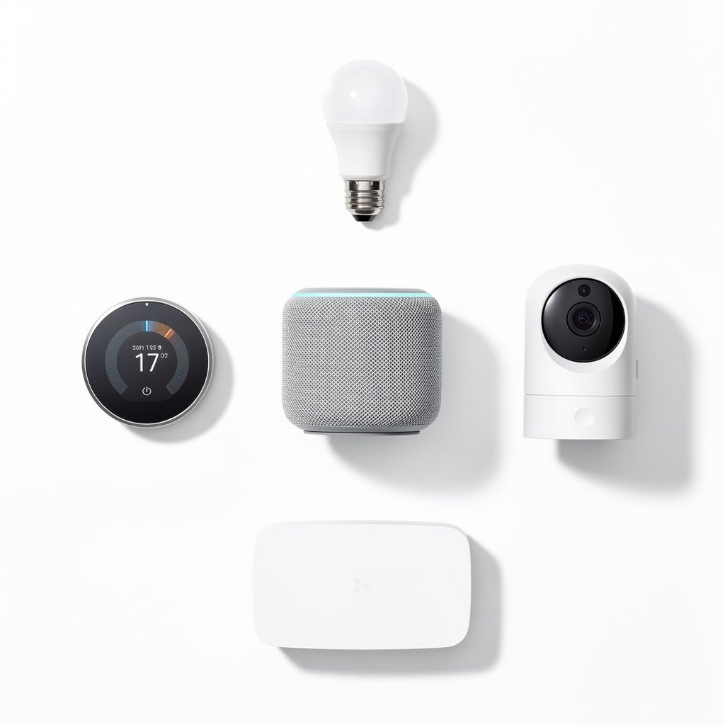 Overview of smart home ecosystem with various connected devices
