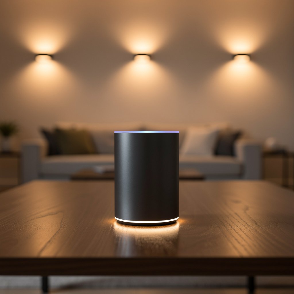 Smart home devices controlled by voice assistant speaker