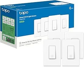 TP-Link Tapo Smart Light Switch, Single Pole, Neutral Wire Required, 2.4GHz Wi-Fi Light Switch Compatible with Alexa and Google Home, UL Certified, No Hub Required, White, Tapo S500(4-Pack)