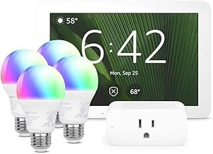 Smart Home Starter Kit | Includes Echo Hub, Amazon Smart Plug and 4 Amazon Basics Smart Bulbs, with Alexa+ Early Access
